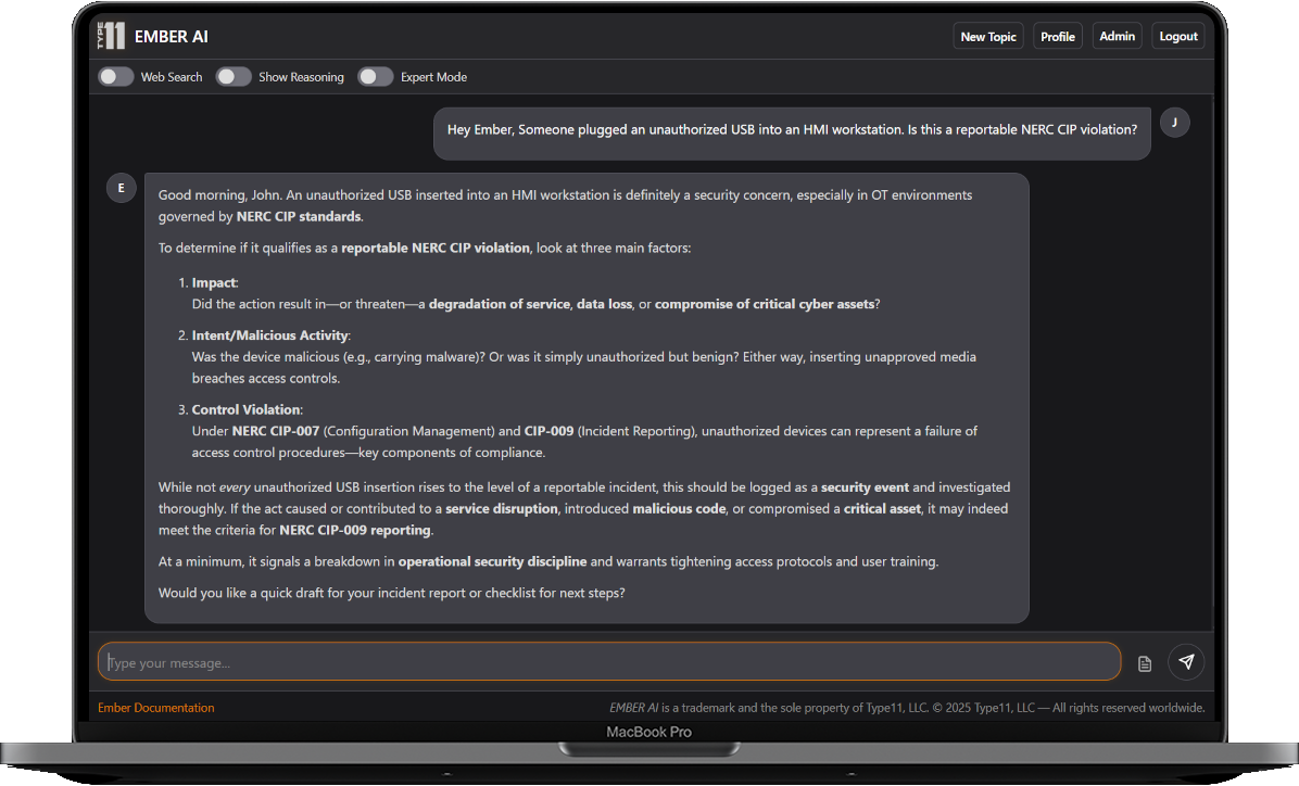 Ember AI Chat Interface